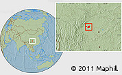 Savanna Style Location Map of Jianyang, hill shading