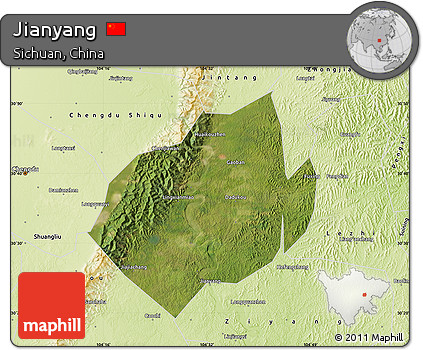Satellite Map of Jianyang, physical outside