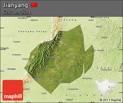 Satellite Map of Jianyang, physical outside