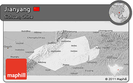 Gray Panoramic Map of Jianyang