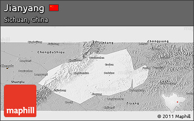 Gray Panoramic Map of Jianyang