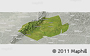 Satellite Panoramic Map of Jianyang, lighten, semi-desaturated
