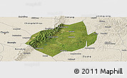 Satellite Panoramic Map of Jianyang, shaded relief outside