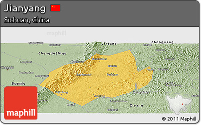 Savanna Style Panoramic Map of Jianyang