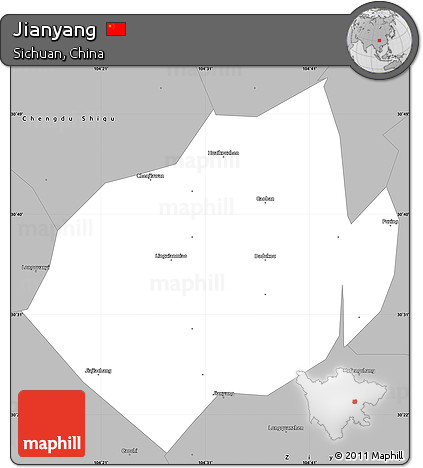 Gray Simple Map of Jianyang