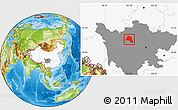Physical Location Map of Jinchuan, highlighted country, highlighted parent region