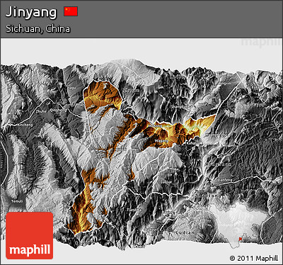 Physical 3D Map of Jinyang, desaturated