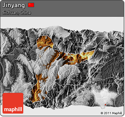 Physical 3D Map of Jinyang, desaturated