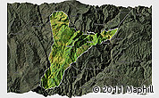 Satellite 3D Map of Jinyang, darken, semi-desaturated