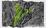 Satellite 3D Map of Jinyang, desaturated