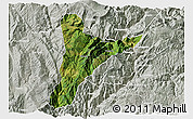 Satellite 3D Map of Jinyang, lighten, semi-desaturated