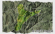 Satellite 3D Map of Jinyang, semi-desaturated