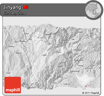 Silver Style 3D Map of Jinyang