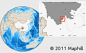 Shaded Relief Location Map of Jinyang, highlighted country, highlighted parent region