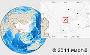 Shaded Relief Location Map of Jinyang, highlighted country