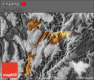 Physical Map of Jinyang, desaturated