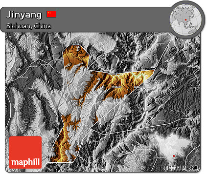 Physical Map of Jinyang, desaturated