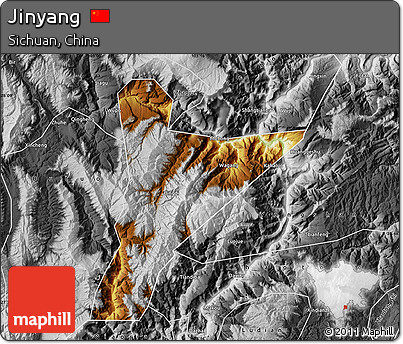 Physical Map of Jinyang, desaturated
