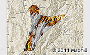 Physical Map of Jinyang, shaded relief outside