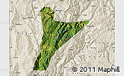 Satellite Map of Jinyang, shaded relief outside