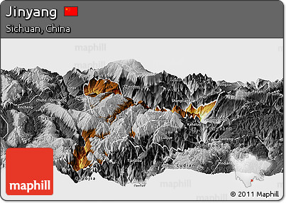 Physical Panoramic Map of Jinyang, desaturated