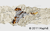 Physical Panoramic Map of Jinyang, shaded relief outside