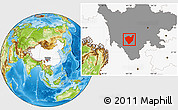 Physical Location Map of Jiulong, highlighted country, highlighted parent region