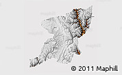 Physical 3D Map of Kangding, cropped outside