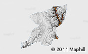 Physical 3D Map of Kangding, single color outside