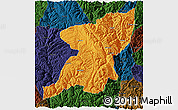 Political 3D Map of Kangding, darken