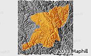 Political 3D Map of Kangding, desaturated