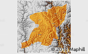 Political 3D Map of Kangding, physical outside