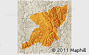 Political 3D Map of Kangding, shaded relief outside