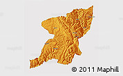 Political 3D Map of Kangding, single color outside