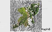 Satellite 3D Map of Kangding, lighten, desaturated