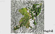 Satellite 3D Map of Kangding, lighten, semi-desaturated