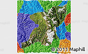Satellite 3D Map of Kangding, political outside