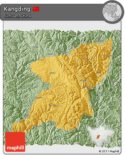 Savanna Style 3D Map of Kangding