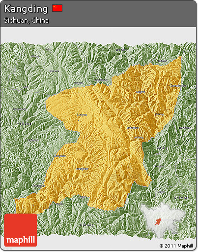 Savanna Style 3D Map of Kangding