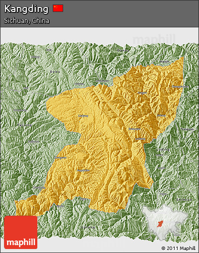 Savanna Style 3D Map of Kangding