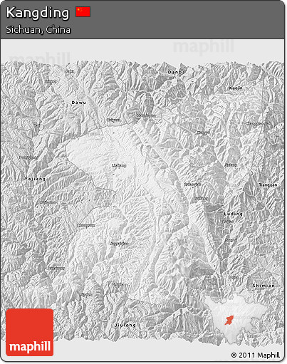 Silver Style 3D Map of Kangding