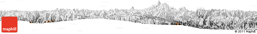 Physical Horizon Map of Kangding, lighten, desaturated