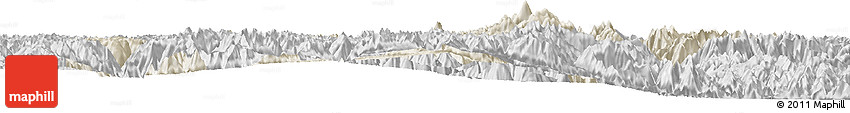 Shaded Relief Horizon Map of Kangding, desaturated
