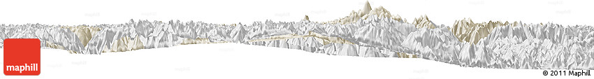 Shaded Relief Horizon Map of Kangding, lighten, desaturated
