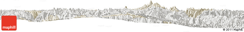 Shaded Relief Horizon Map of Kangding, lighten, semi-desaturated