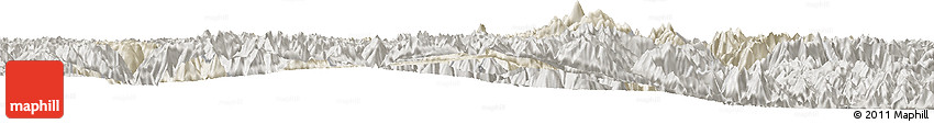 Shaded Relief Horizon Map of Kangding, semi-desaturated
