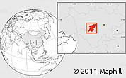 Blank Location Map of Kangding, highlighted country