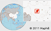 Gray Location Map of Kangding, highlighted country