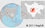 Gray Location Map of Kangding, highlighted parent region