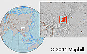 Gray Location Map of Kangding, hill shading